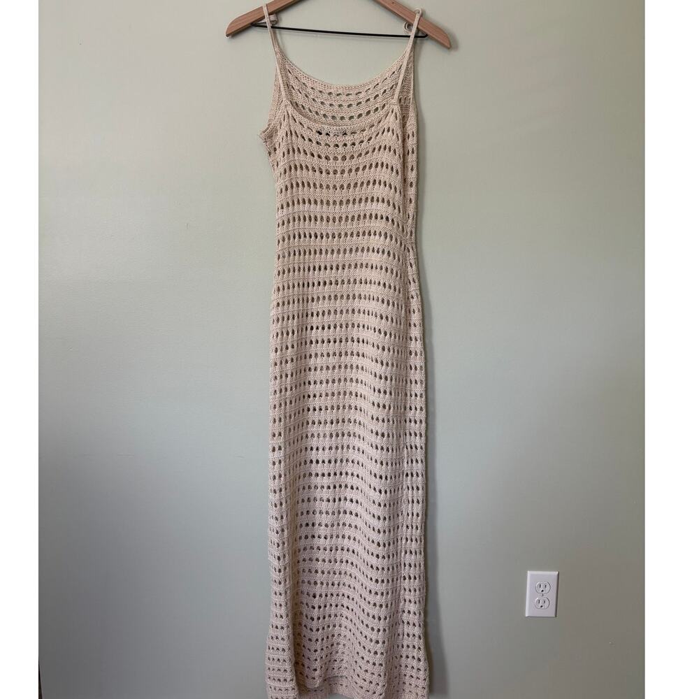 PrettyLittleThing Stone Crochet Maxi Dress 10 - Picture 4 of 9